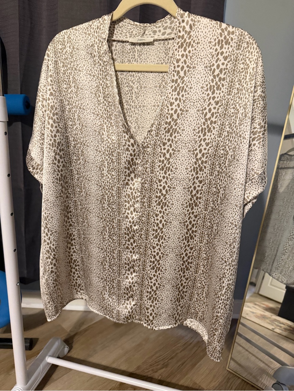 JODIFL Neutral Taupe Animal-Print V-Neck Tunic